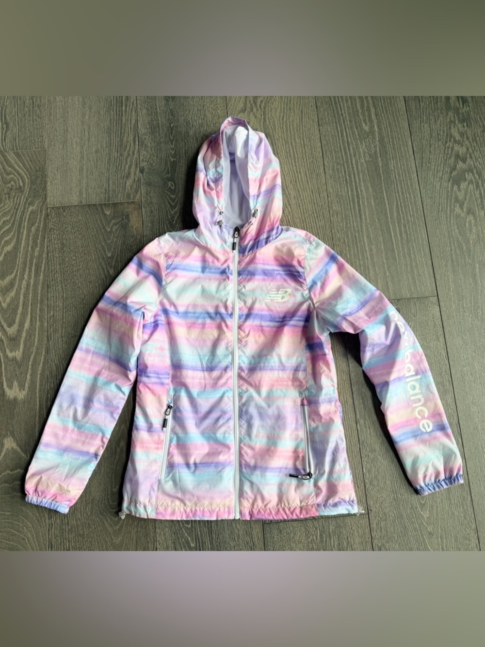 New Balance Sherbet Sunset Lightweight Hooded Jacket Windbreaker Size Small